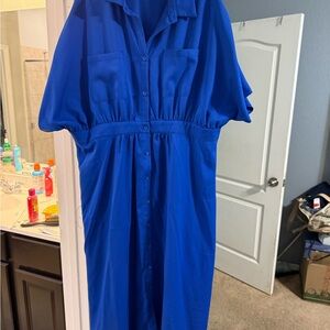 SHEIN Blue Button-Up Dress